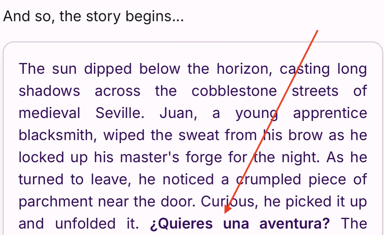 Foreign language in the story